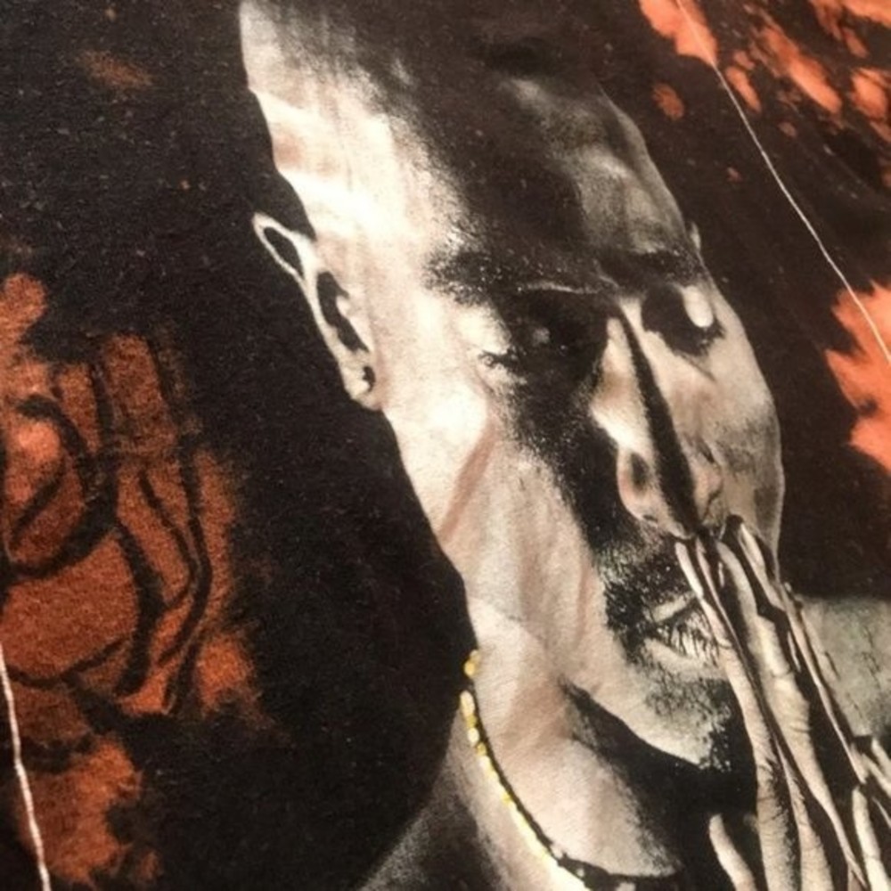 Tupac Custom Bleached Distressed Black T-Shirt - image 4